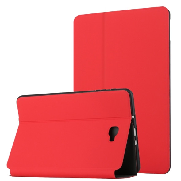 For Samsung Galaxy Tab A 10.1 T580/T585C Dual-Folding Horizontal Flip Tablet Leather Case with Holder (Red)
