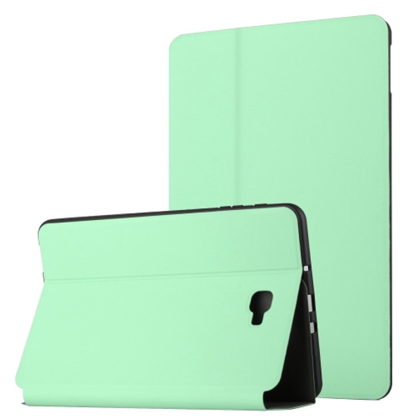 For Samsung Galaxy Tab A 10.1 T580/T585C Dual-Folding Horizontal Flip Tablet Leather Case with Holder (Mint Green)