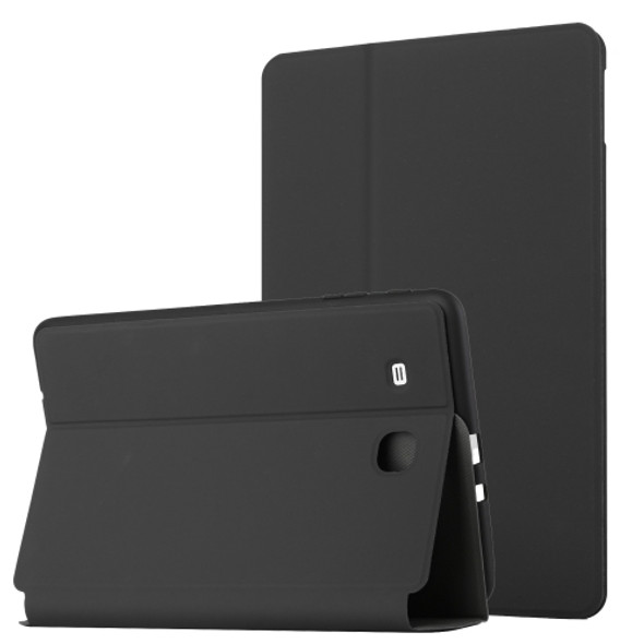 For Samsung Galaxy Tab E 9.6 T560/T561/T565/T567V Dual-Folding Horizontal Flip Tablet Leather Case with Holder (Black)