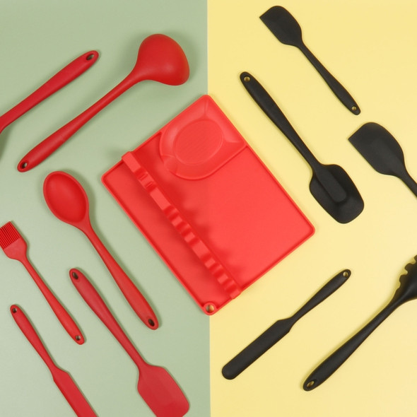 2 in 1 Kitchen Silicone Spoon Holder Shelf Medium (Red)