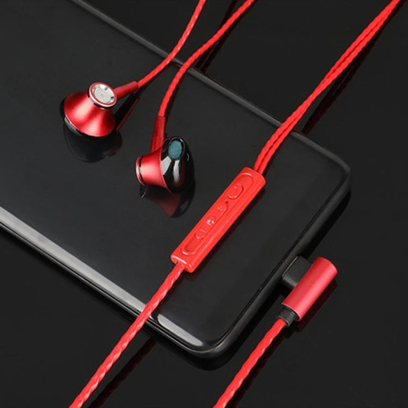 F20 Metal Earphone Earbud Type-C Interface Universal Wire Earphones(Red Bagged)