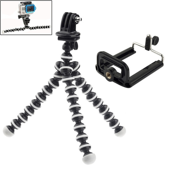 YKD-114 2 in 1 Flexible Tripod with Mount Adapter + Phones Mount Adapter Set for GoPro HERO10 Black / HERO9 Black / HERO8 Black / HERO7 /6 /5 /5 Session /4 Session /4 /3+ /3 /2 /1, DJI Osmo Action and Other Action Cameras, Mobile Phone