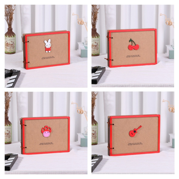 Wooden Loose-Leaf Album Children Growth Painting Album Couple DIY Handmade Gifts(White Rabbit)