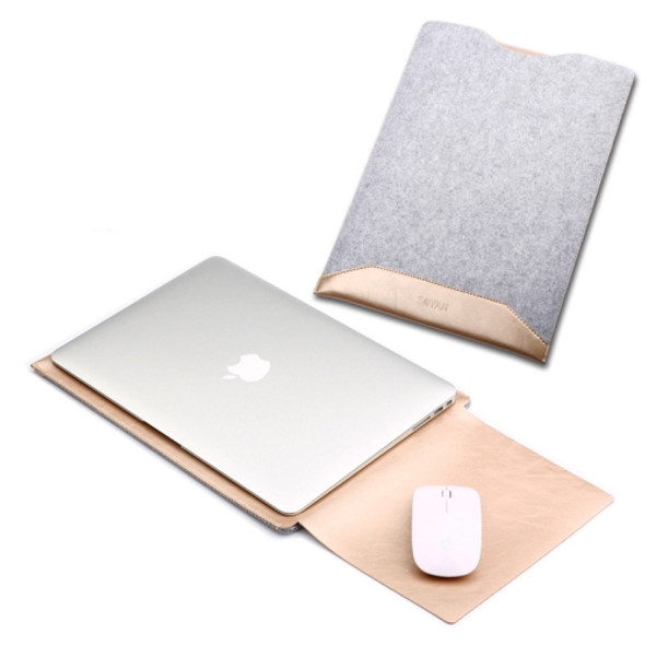 Laptop Crazy Horse Texture Fur Felt Inner Bag for MacBook 15.4 inch (Champagne Gold)