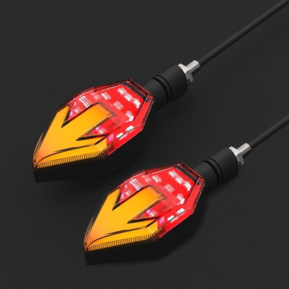 1 Pair LED Motorcycle Arrow Double Color Turn Signal 12V Glare Warning Light(Red)