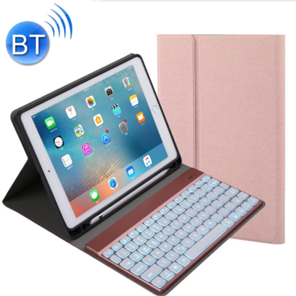 508A Detachable Bluetooth Keyboard + Horizontal Flip Leather Case with Holder & Colorful Backlight for iPad Pro 9.7 inch, iPad Air, iPad Air 2, iPad 9.7 inch (2017), iPad 9.7 inch (2018)(Champagne Gold)