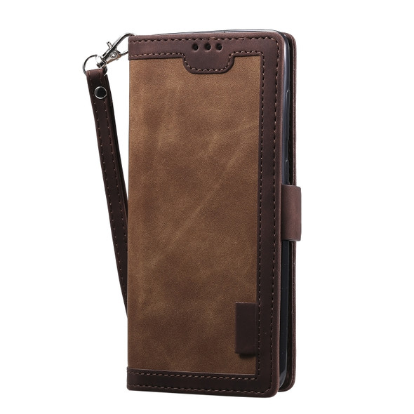 For Huawei P40 Retro Splicing Horizontal Flip Leather Case with Card Slots & Holder & Wallet(Brown)