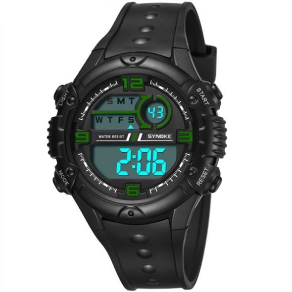 SYNOKE 9628 Student Luminous Waterproof Multifunctional Sports Digital Watch(Black Green)