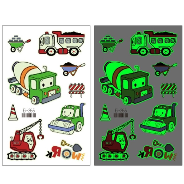 20 PCS Waterproof Children Luminous Cartoon Transport Car Tattoo Sticker(Ei-265)