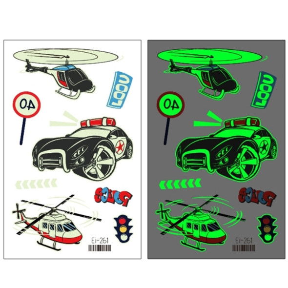 20 PCS Waterproof Children Luminous Cartoon Transport Car Tattoo Sticker(Ei-261)