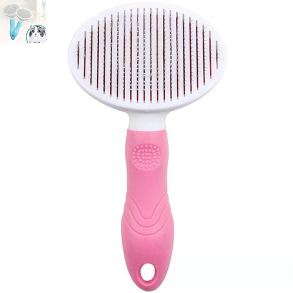 Pet Cat and Dog Hair Removal Beauty Modeling Comb Automatic Hair Loss Self-cleaning Needle Comb(Pink)