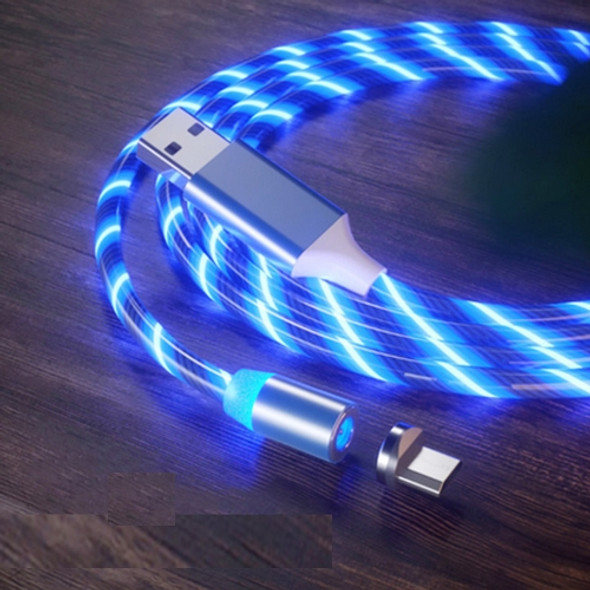 USB to Micro USB Magnetic Suction Colorful Streamer Mobile Phone Charging Cable, Length: 2m(Blue Light)
