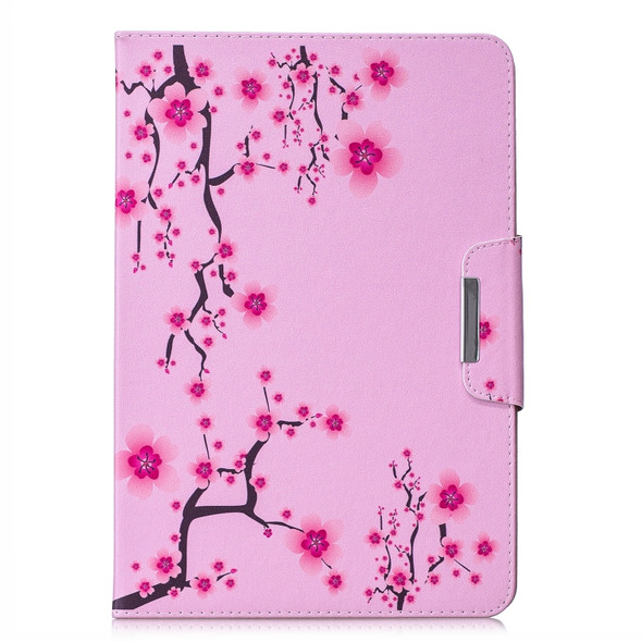 For 7 inch Tablet PC Universal Colored Drawing Horizontal Flip PU Leather Case with Holder & Card Slots(Plum Flower)