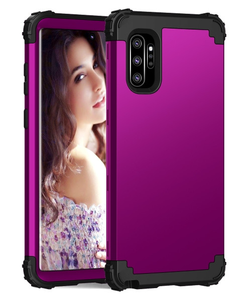 PC+ Silicone Three-piece Anti-drop Protection Case for Galaxy Note10+(Dark purple)