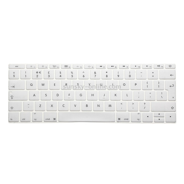 Soft 12 inch Translucent Colorized Keyboard Protective Cover Skin for new MacBook, European Version(White)