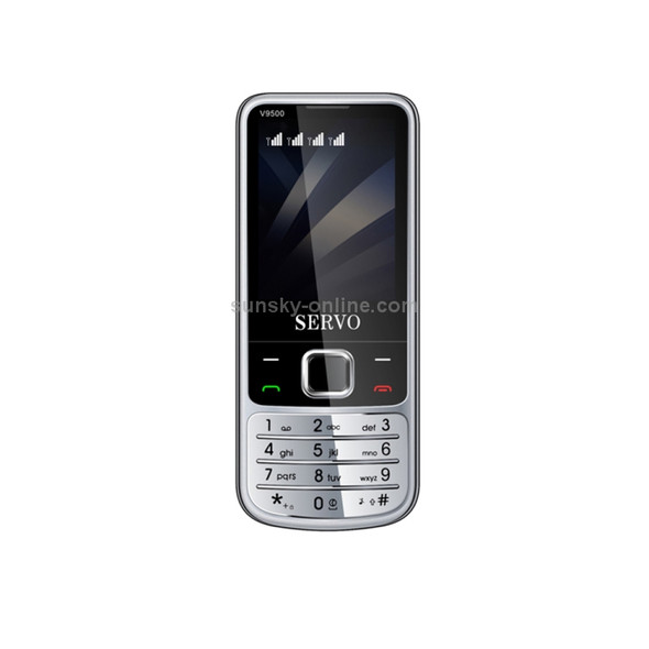 SERVO V9500 Mobile Phone, English Key, 2.4 inch, Spredtrum SC6531CA, 21 Keys, Support Bluetooth, FM, Magic Sound, Flashlight, GSM, Quad SIM(Silver)