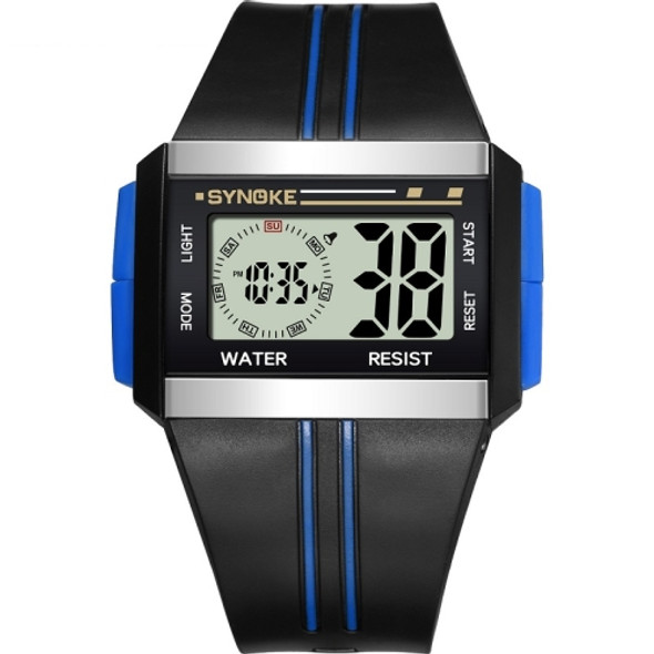 SYNOKE 9222 Men Large Screen Square Multi-Function Waterproof Luminous Electronic Watch(Blue)