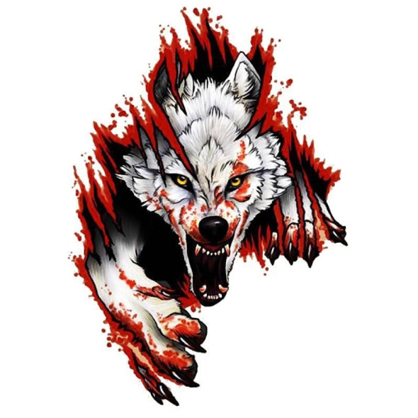 4 PCS 3D Realistic Wolf Head Hood Door Car Body Decoration Stickers Scratches Cover Waterproof Car Stickers(Wolf Head Left)