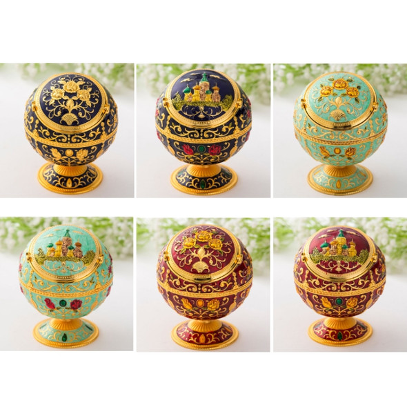 Metal Globe Ashtray With Lid Holiday Gift Tea Table Decoration(Baolan Castle)