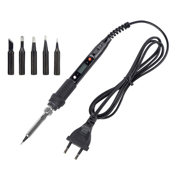 Metallic LCD Temperature Regulating Soldering Iron And Soldering Iron Tip Set Electric Soldering Iron Welding Tool(110V US Plug Black Head Black)