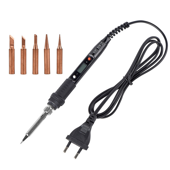 Metallic LCD Temperature Regulating Soldering Iron And Soldering Iron Tip Set Electric Soldering Iron Welding Tool(110V US Plug Bronze Head Black)