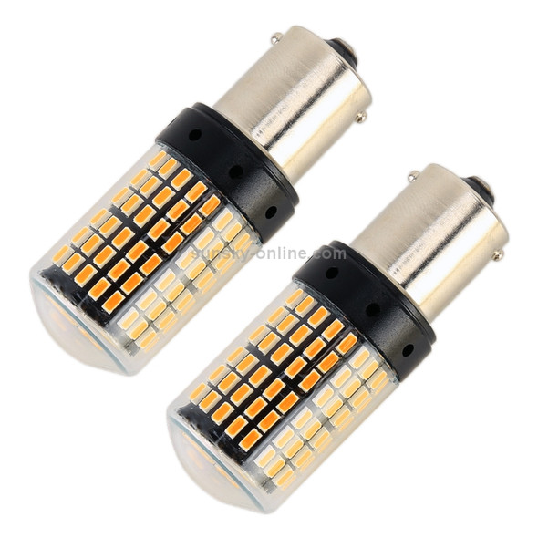 2 PCS 1156 / BAU15S DC12V / 18W / 1080LM Car Auto Turn Lights with SMD-3014 Lamps (Yellow Light)