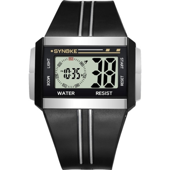 SYNOKE 9222 Men Large Screen Square Multi-Function Waterproof Luminous Electronic Watch(Black)