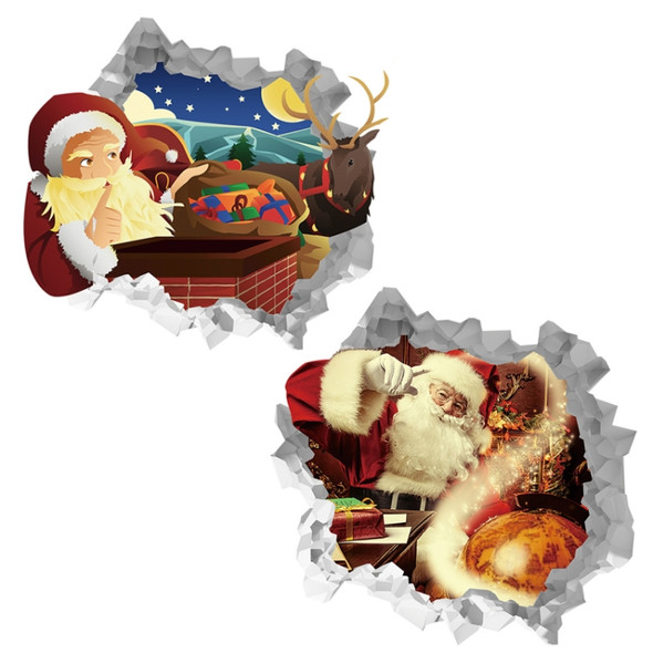 2 PCS 3D Christmas Decoration Santa Claus Wall Sticker(AFC8312)