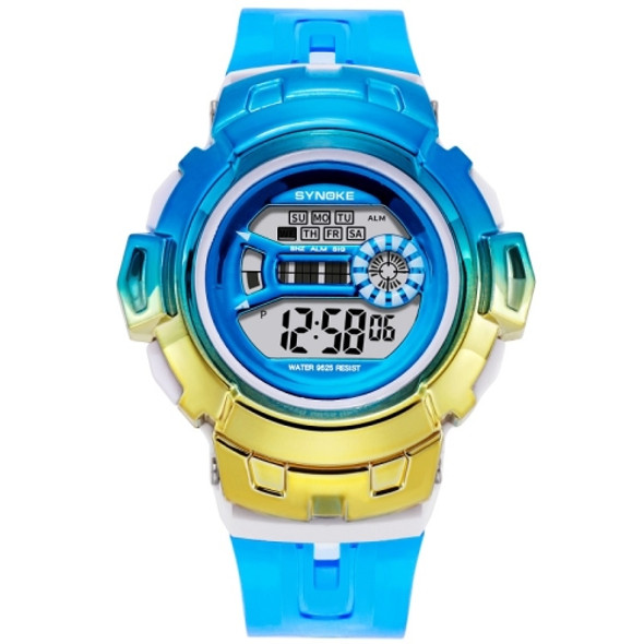 SYNOKE 9625 Student Waterproof Sports Chameleon Colorful Digital Watch(Blue Gold)