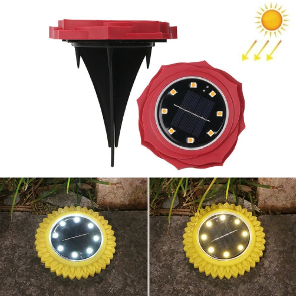 2 PCS 8 LEDs Solar Petals Buried Lamp Waterproof Garden Lawn Light, Specification: Red Rose (Warm Light)