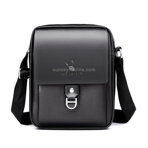 WEIXIER 8643 Men Business Casual PU Leather Handbag Crossbody Bag (Black)