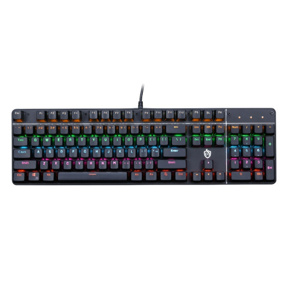 MSEZ HJK900-10 104-keys Ordinary Two-color Keycap Colorful Backlight Wired Mechanical Gaming Keyboard(Black)