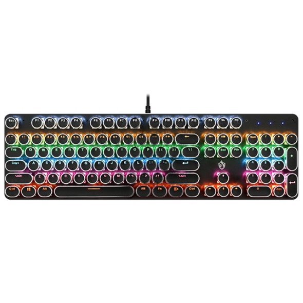 MSEZ HJK820-7 104-keys Electroplated Punk Keycap Colorful Backlit Wired Mechanical Gaming Keyboard, Support Autonomous Shaft Change(Black)