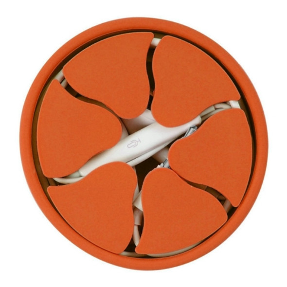 Silicone Mini Round Earphone Wire Winder Data Cable Storage Box(Orange)