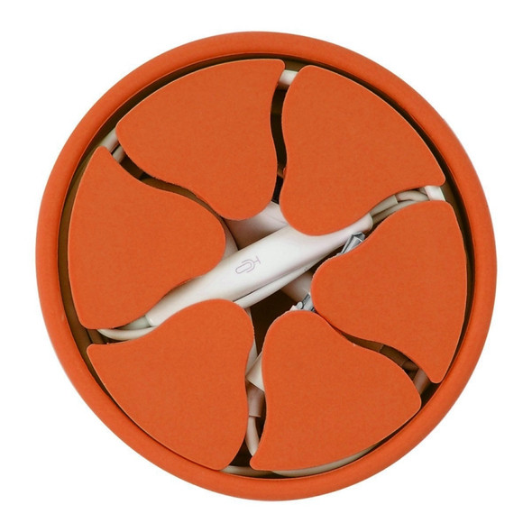 Silicone Mini Round Earphone Wire Winder Data Cable Storage Box(Orange)