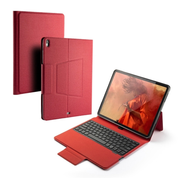 Colored Backlight Bluetooth Keyboard with Leather Flip Case for iPad Pro 12.9 (2018)(Red)
