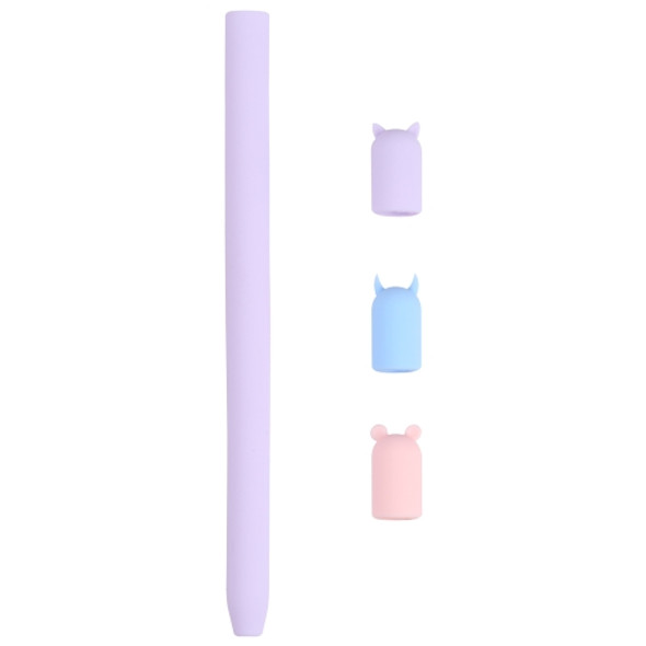 4 in 1 Stylus Pen Cartoon Animal Silicone Protective Case for Apple Pencil 1 (Purple)