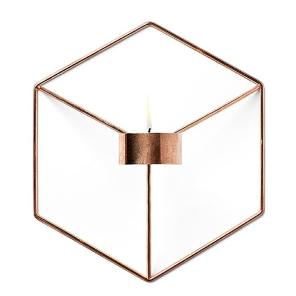 2 PCS Geometric Candlestick Metal 3D Modern Style Wall Candle Holder(Gold)