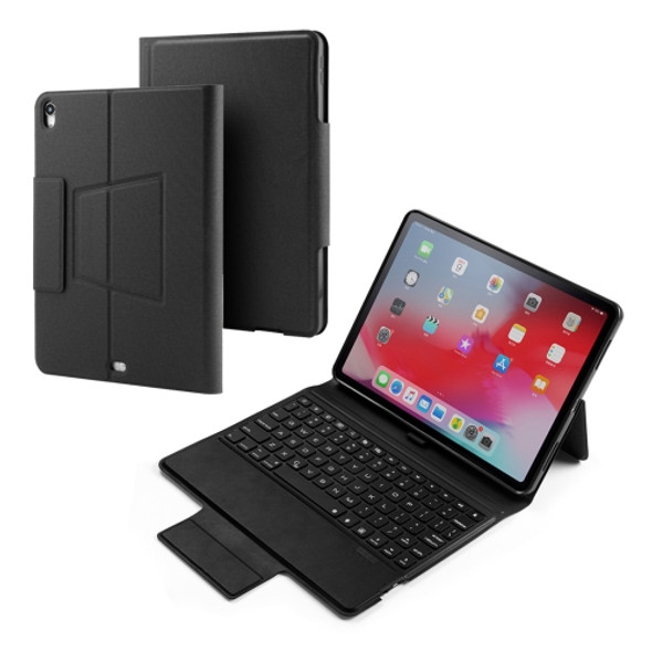 Colored Backlight Bluetooth Keyboard with Leather Flip Case for iPad Pro 11 (2018) (Black)