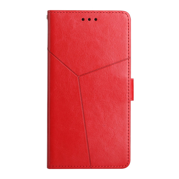 For Huawei P40 Y Stitching Horizontal Flip Leather Phone Case with Holder & Card Slots & Wallet & Photo Frame(Red)