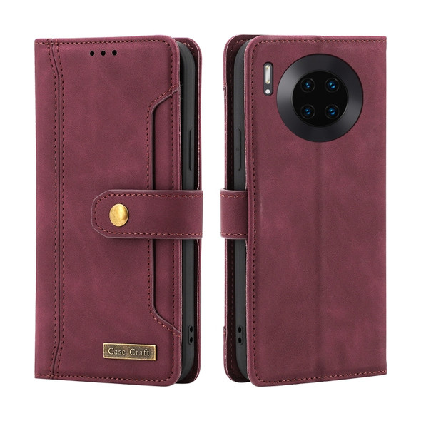 For Huawei Mate 30 Copper Buckle Horizontal Flip Leather Phone Case with Holder & Card Slots & Wallet(Maroon)