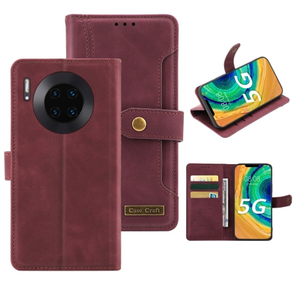 For Huawei Mate 30 Copper Buckle Horizontal Flip Leather Phone Case with Holder & Card Slots & Wallet(Maroon)