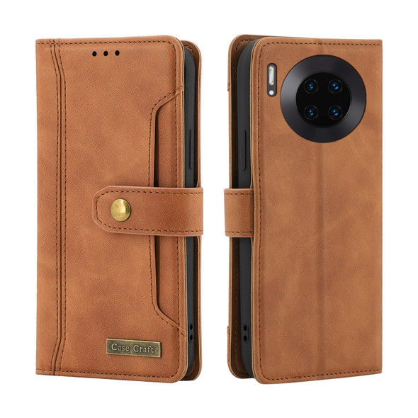 For Huawei Mate 30 Copper Buckle Horizontal Flip Leather Phone Case with Holder & Card Slots & Wallet(Brown)