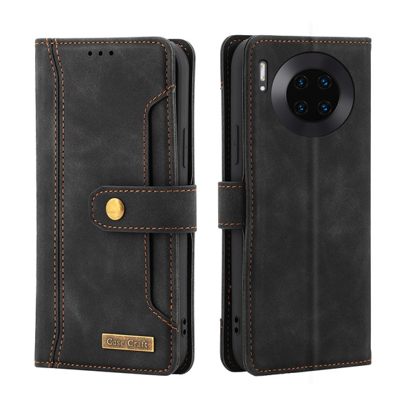 For Huawei Mate 30 Copper Buckle Horizontal Flip Leather Phone Case with Holder & Card Slots & Wallet(Black)