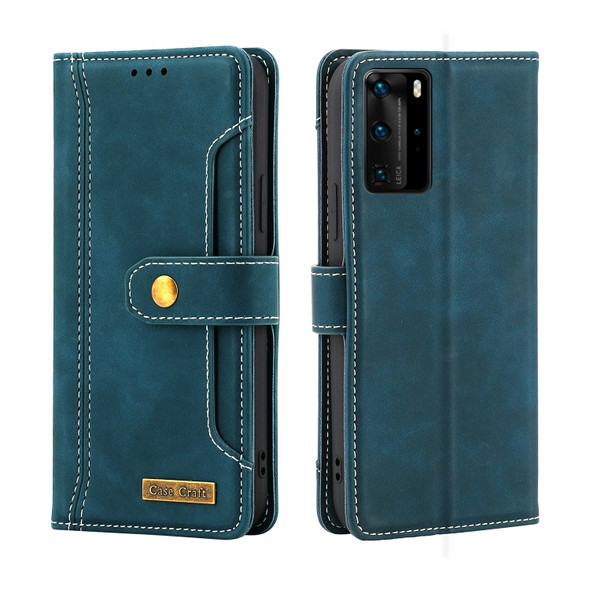 For Huawei P40 Pro Copper Buckle Horizontal Flip Leather Phone Case with Holder & Card Slots & Wallet(Green)