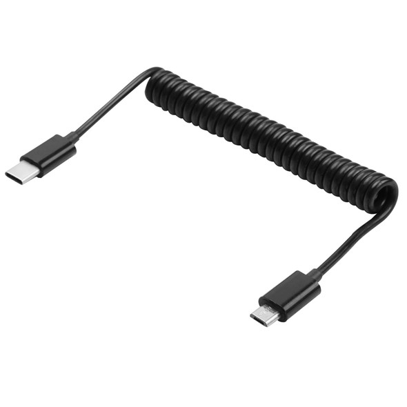 1m Micro USB to USB-C / Type-C Data & Charging Spring Coiled Cable, For Galaxy S8 & S8 + / LG G6 / Huawei P10 & P10 Plus / Xiaomi Mi 6 & Max 2 and other Smartphones