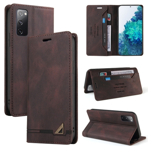 For Huawei P40 Skin Feel Anti-theft Brush Horizontal Flip Leather Case with Holder & Card Slots & Wallet(Brown)