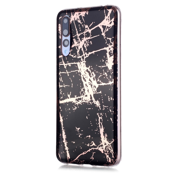 For Huawei P20 Pro Plating Marble Pattern Soft TPU Protective Case(Black Gold)