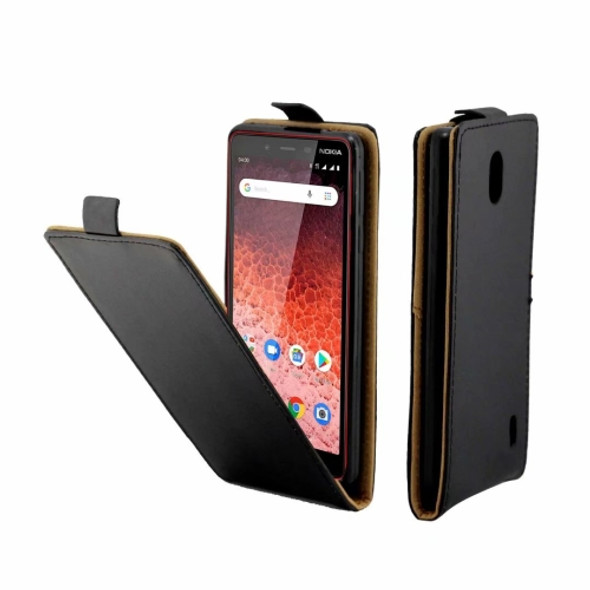 Business Style Vertical Flip TPU Leather Case  with Card Slot for Nokia 1Plus(black)