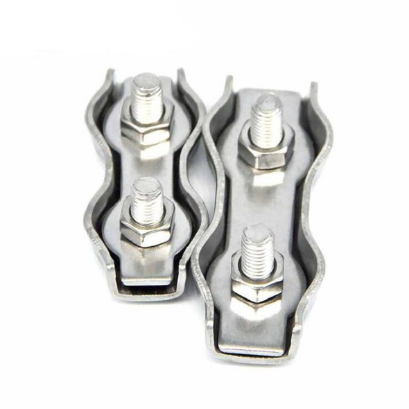 5 PCS 304 Stainless Steel Plate Single Clip Double Clamp Wire Rope Clamp, Specification:M6, Style:Double Clip